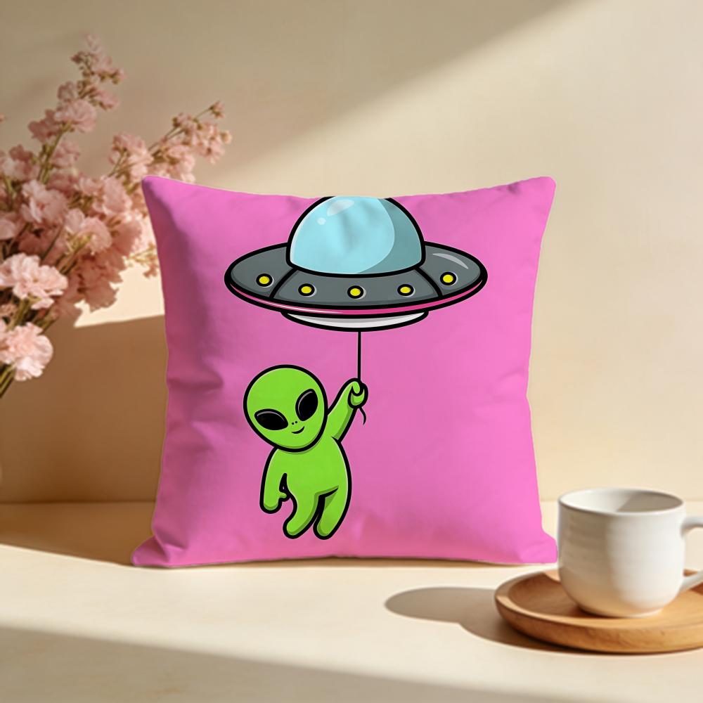 Wacky Silly Alien Cushion Cover Soft Pillow Cases for Home Bedroom Living Room Sofa