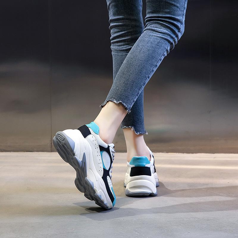 Leather dad shoes women's 2025 spring new Korean version versatile sports shoes children's thick-soled shallow-mouth casual women's shoes