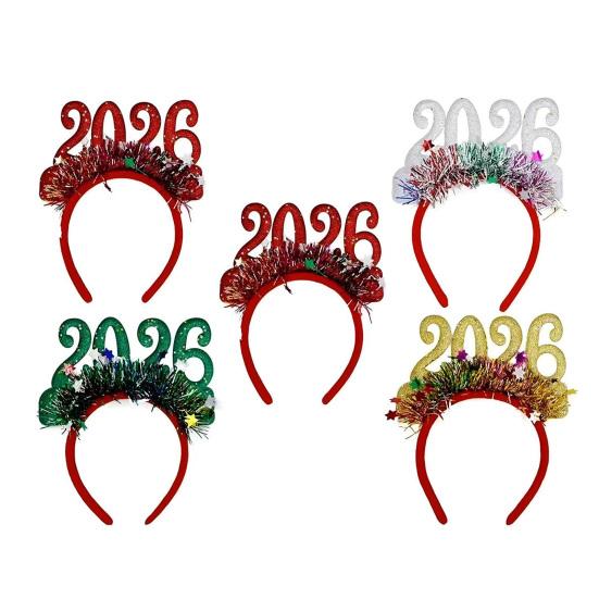 Yousheng Luminous Headband 2026 Glitter New Year Hair Clips Adjustable Sparkling Number Embellishments Shiny Surface Hair Hoop Party Accessories