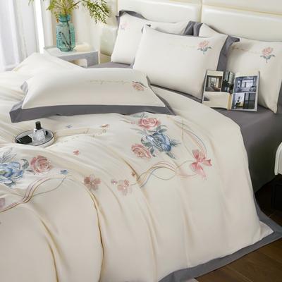 Conjunto de Capa de Edredom de Poliéster 3 peças (1*Capa de edredom + 2*Fronha, sem núcleo), Conjunto de Cama Elegante Bordado com Flores