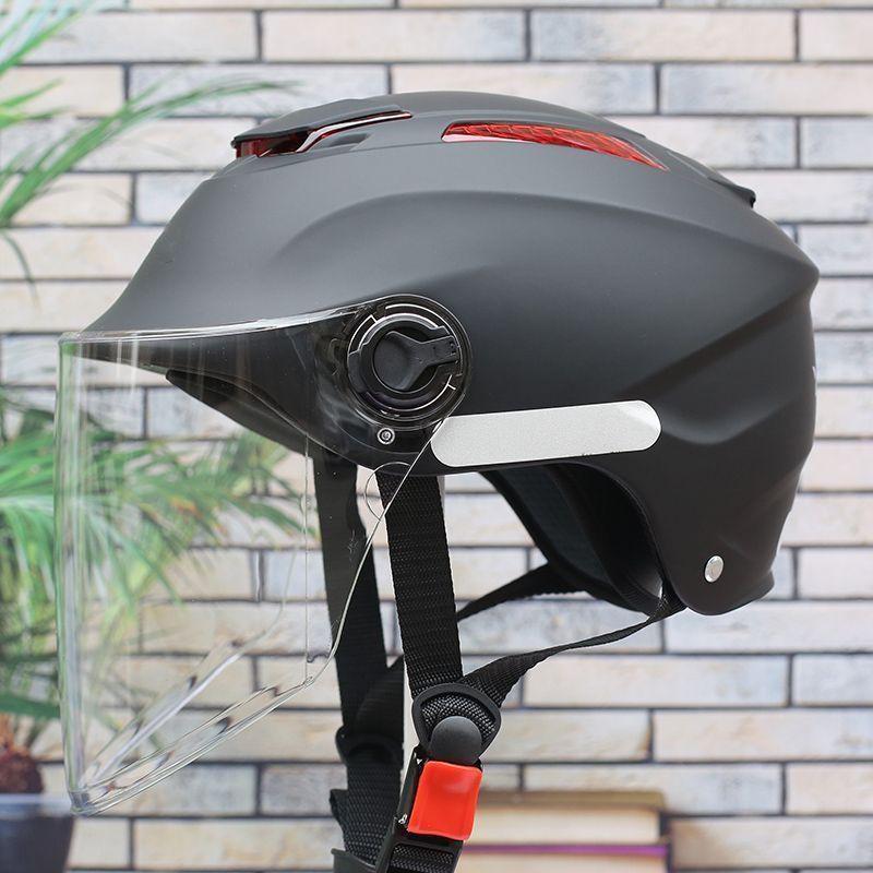 

Universal 688 Safety Helmet: Summer Sun Protection, All-Season, Unisex, Electric Vehicle & Motorcycle Half Helmet Adjustable Size with Chin Guard