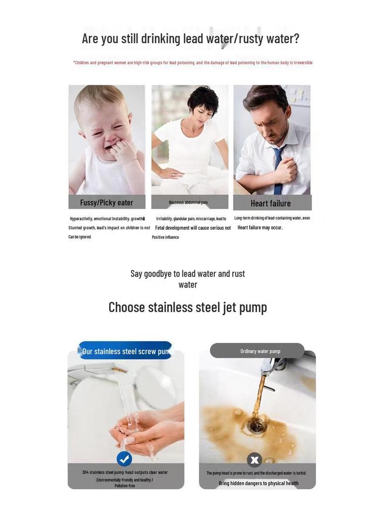 Bomba de Poço Autoescorvante de Aço Inoxidável: Bomba de Pressão de Água Automática com Alto Poder de Sucção