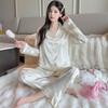 Star Print Ice Silk Women Spring And Autumn Pajamas Long Sleeves High-End Fashion Loungewear Suit