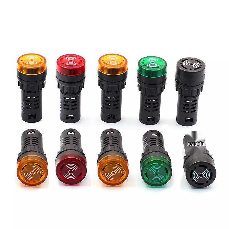 Buzzer with Intermittent Sound and LED Flashing Alarm AD16-22SM, Compatible with AC/DC 12V-220V