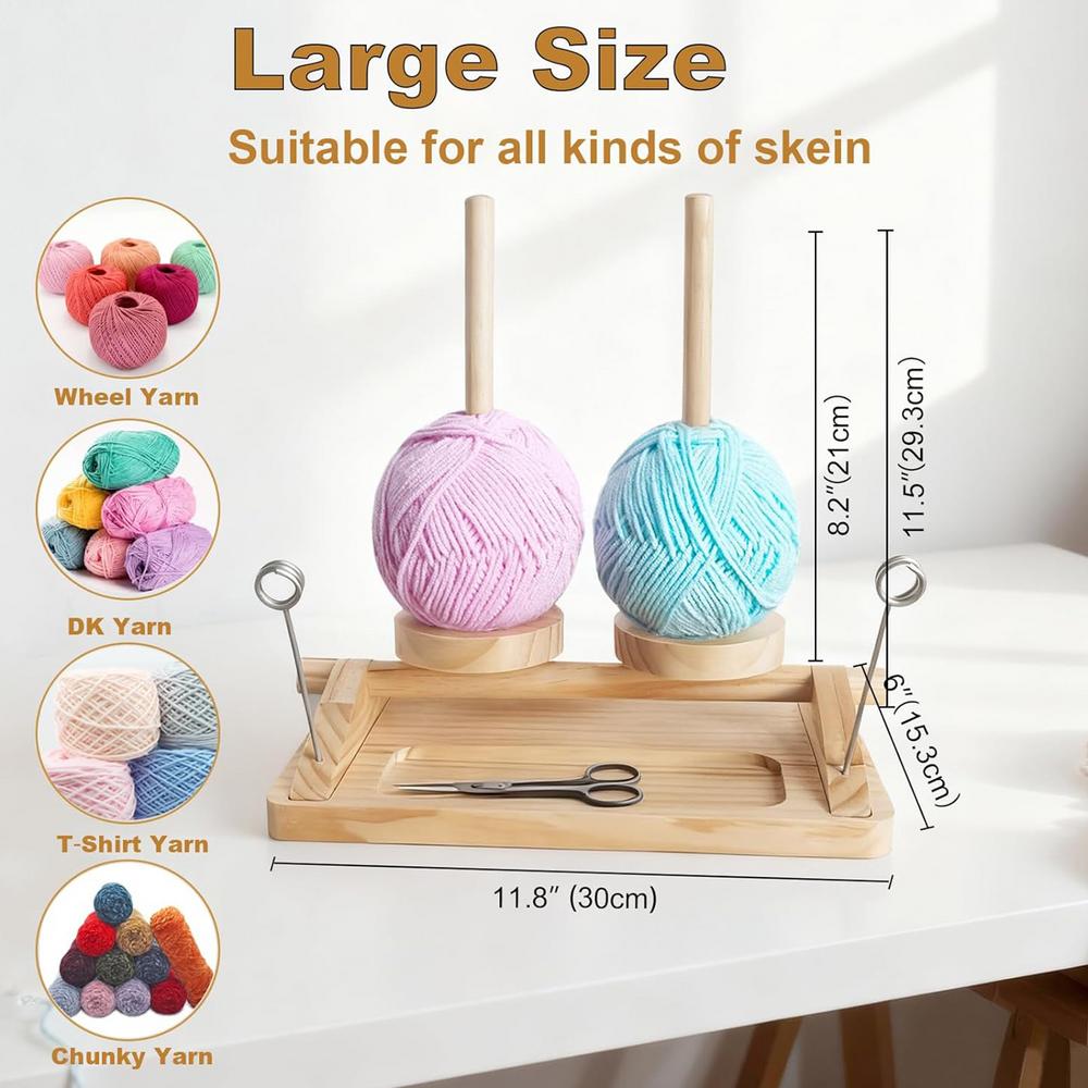 Double Spindle Rotating Rotating Organizer wooden Yarn Holder Yarn Ball Holder For Crocheting Knitting Sewing Craft