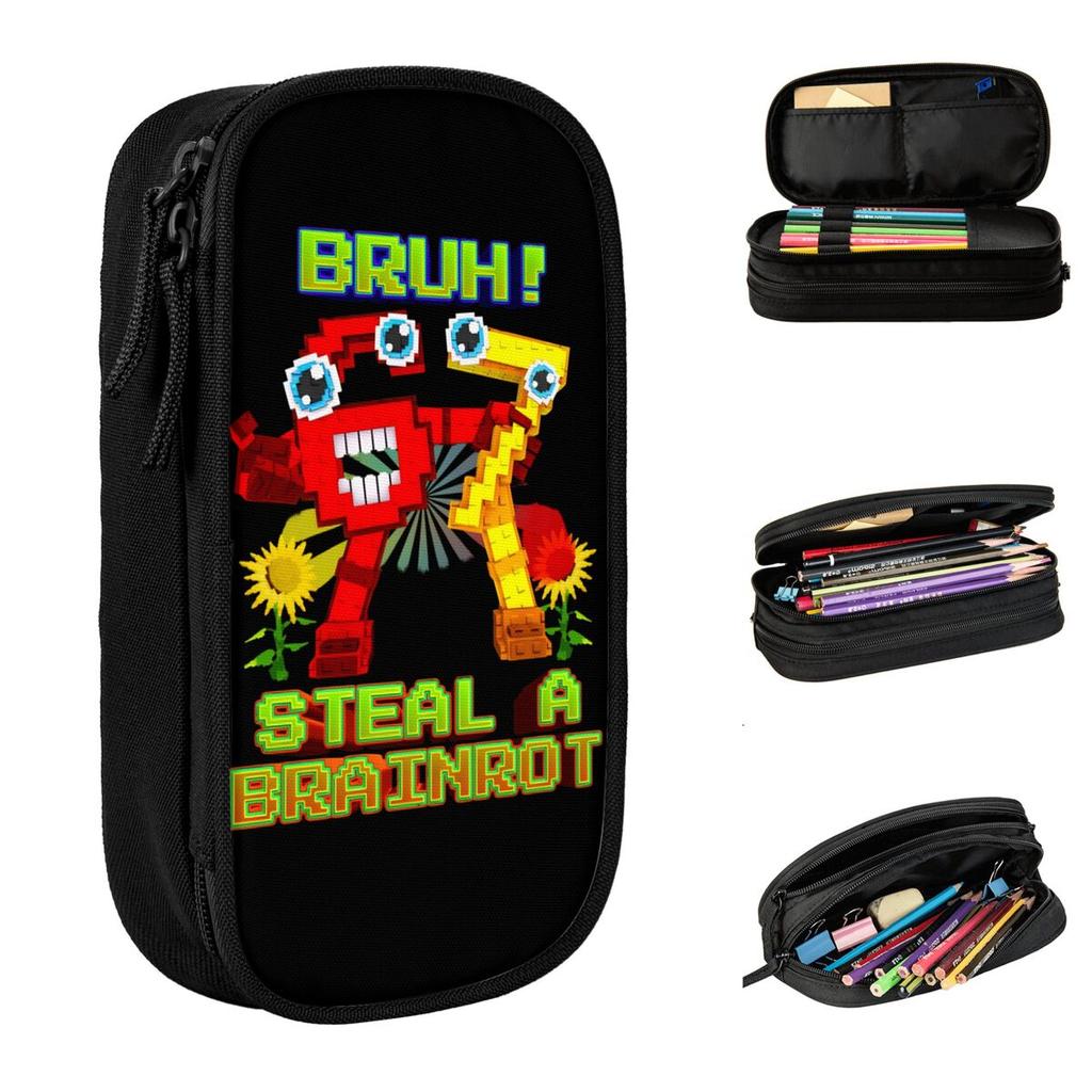 Bruh Secret 67 Six Seven 6-7 Brainrot Steal A Brainrot Pencil Case Pencil Pouch Pen for Girl Boy Big Capacity Bags Stationery