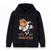 Kids Boys Girls Cute But Dangerous Capybara Karate Black Belt Print Pullover Hoodie Casual Warm Long Sleeve Hooded Sweatshirt for Children