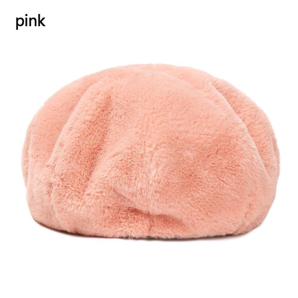 Fashion Plush Pure Color Vintage Ladies Beret Classic Female Bonnet