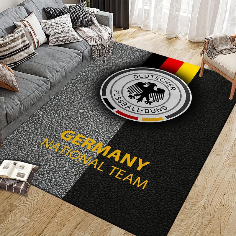 German Football Association Flannel Printed Carpet, Home Sofa Decoration for Living Room & Bedroom, Non‑Slip Play Flannel Floor Mat for Game Room
