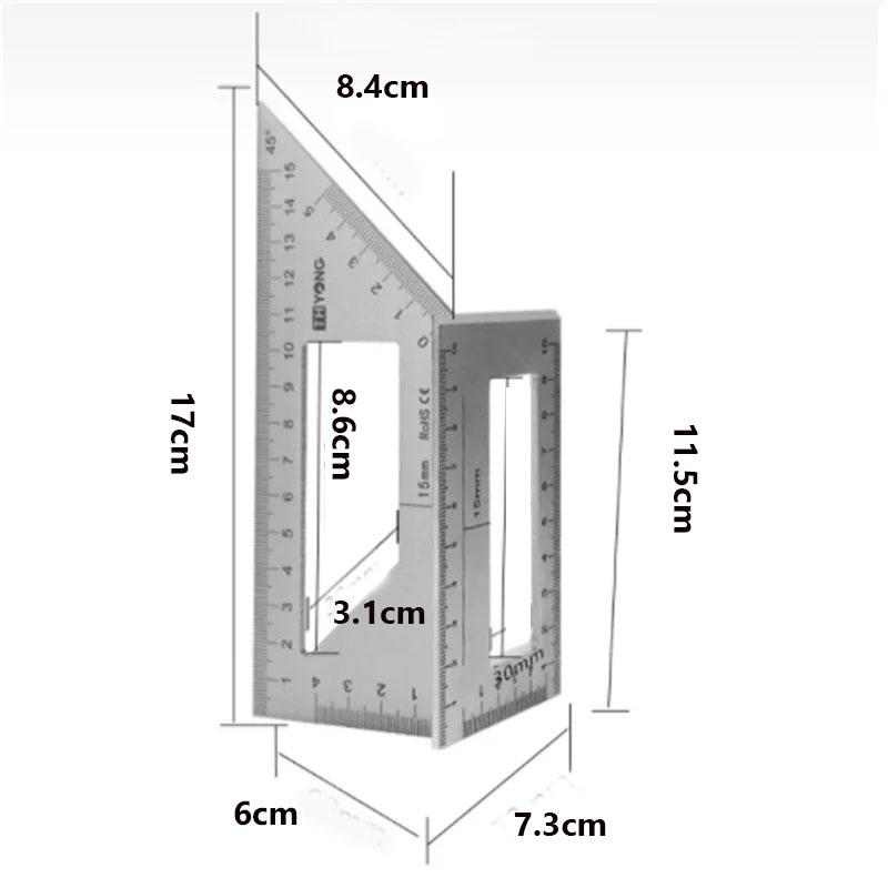 

Многофункциональная угловая линейка 45 90 градусов из алюминиевого сплава точная деревообрабатывающая квадратная угловая линейка Маркировочный калибр плотницкий инструмент common