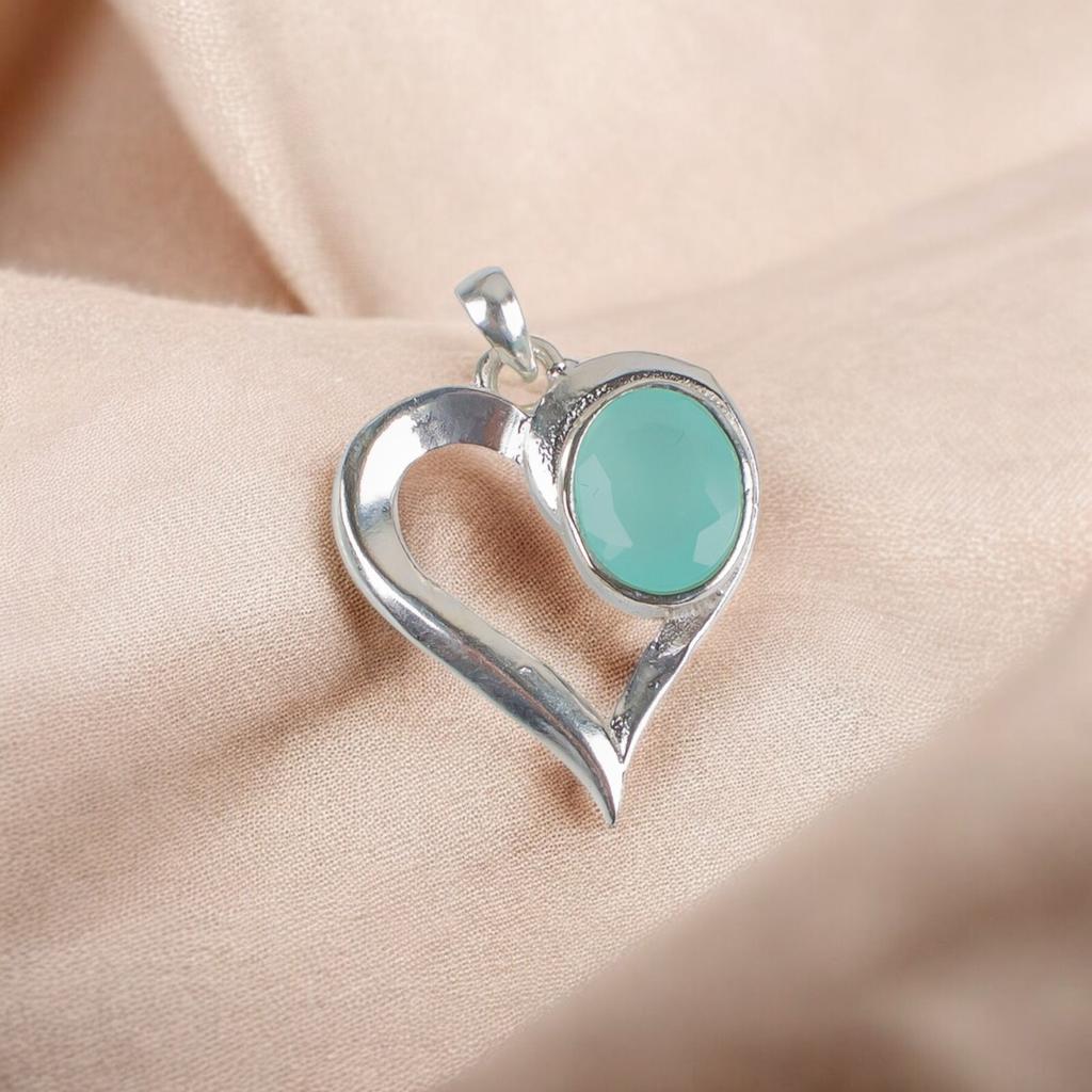 Aqua Chalcedony Gemstone 925 Stamped Silver Fashionable Jewelry Pendant For Gift CP-5-14