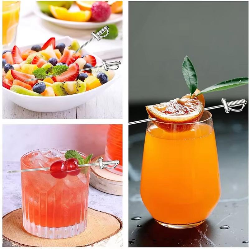 Stainless Steel Cocktail Pick Shape Fruit Sticks, Bar Tools, Drink Stirring Sticks, Martini Picks, Party Wedding Accessory