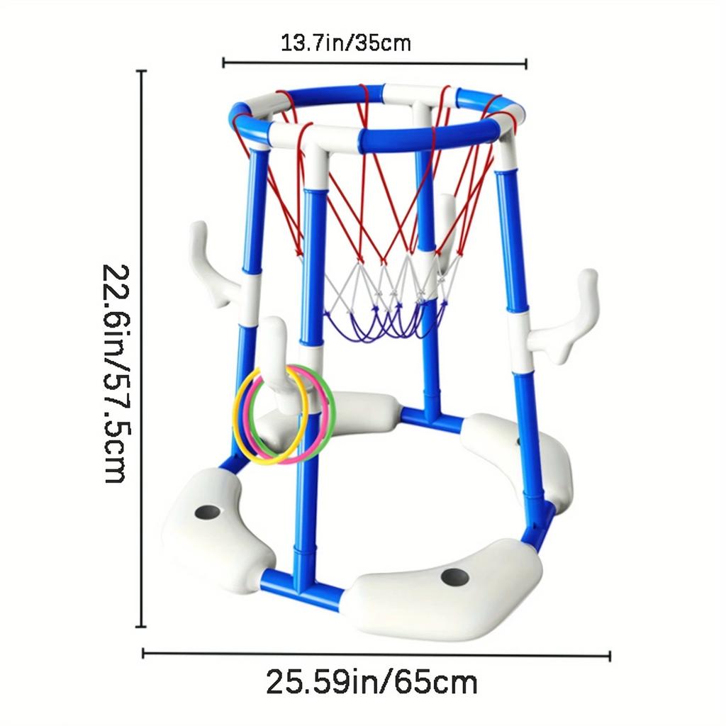 2-In-1 Floating Pool Basketball Stand - Blue And Red Outdoor Water Games, Suitable For Family Entertainment Outdoor Water Basket