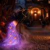 Weather Resistant Outdoor Figures Solar Halloween Witch Garden Stake Light Waterproof Metal Flying Broomstick Spooky Pathway Markers Light