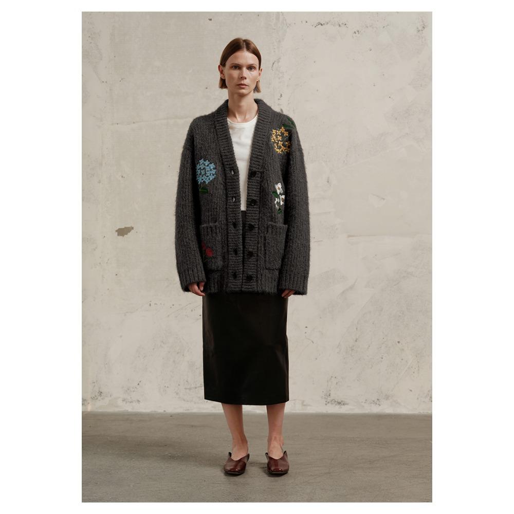 DIMANAF 2025 Plus Size Autumn Sweaters Coat Cardigan Pockets Women Pattern Printing Buttons Sweaters Knitting Loose Sweater