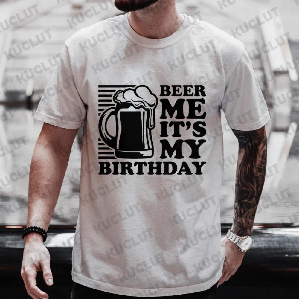 

Футболки с надписью «Пивной день» с надписью «Пиво, я, это мой день рождения» Мужские футболки Одежда Y2K Мальчишник Выпивка Команда Парные футболки XXXXXL белый