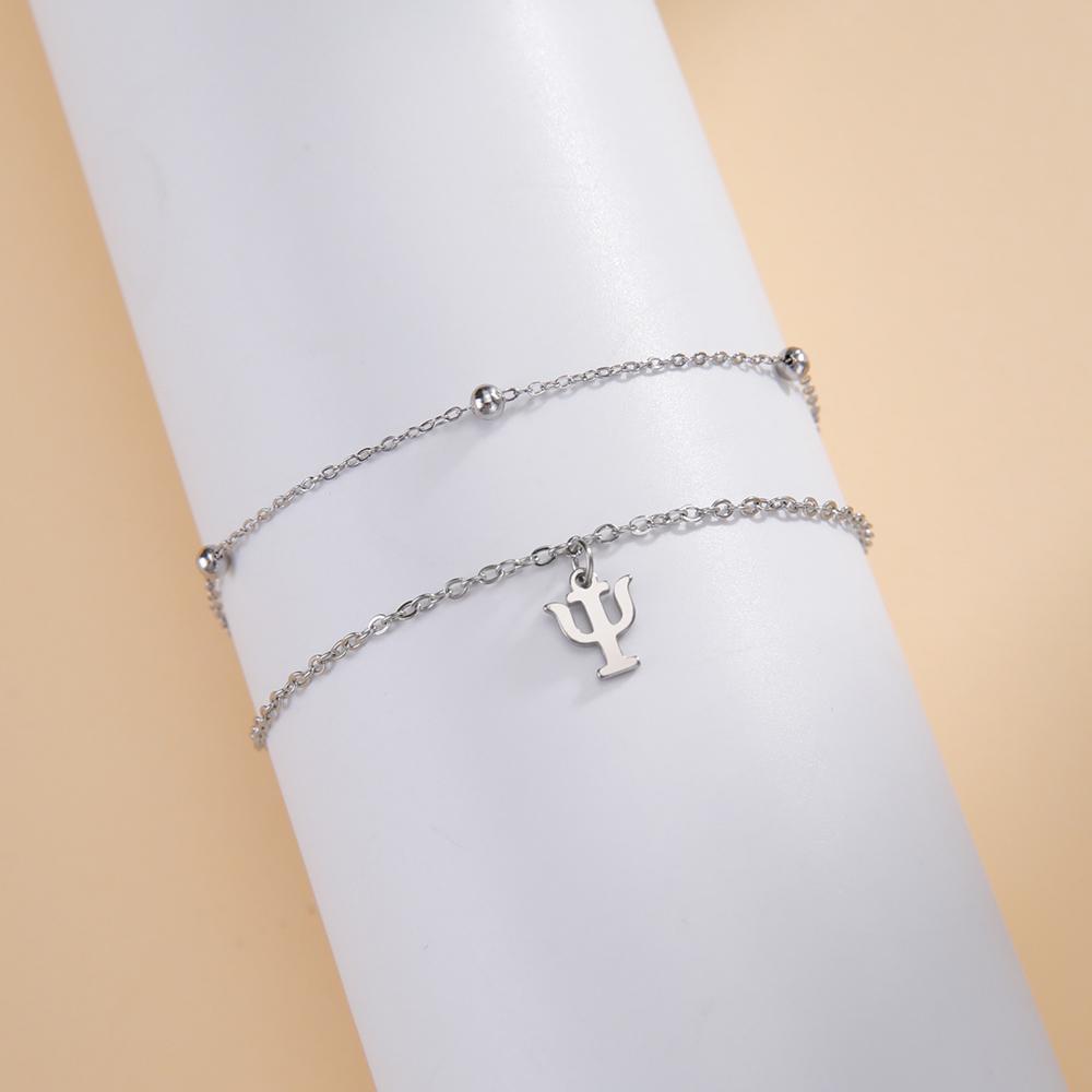 

Браслет-подвеска Давапара с греческой буквой алфавита, психологический символ PSI, математический символ, ювелирные изделия из нержавеющей стали