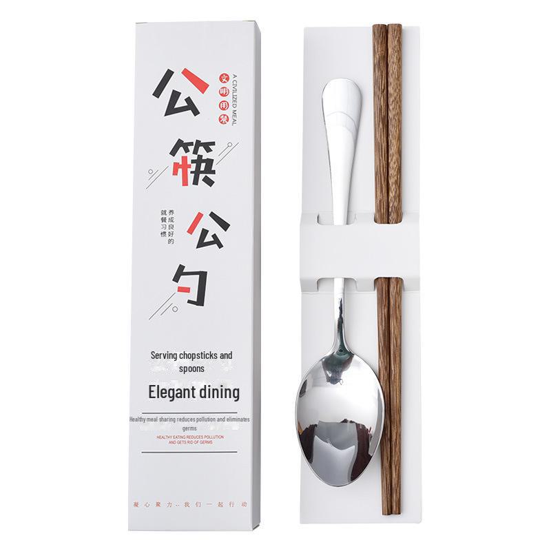Gift Box: Natural Chicken Wing Wood Chopsticks & Spoon Set (Unpainted & Wax-Free)