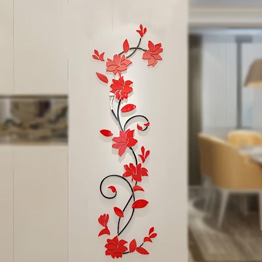 Acrylic Rose Mirror Wall Sticker for Living Room and Bedroom