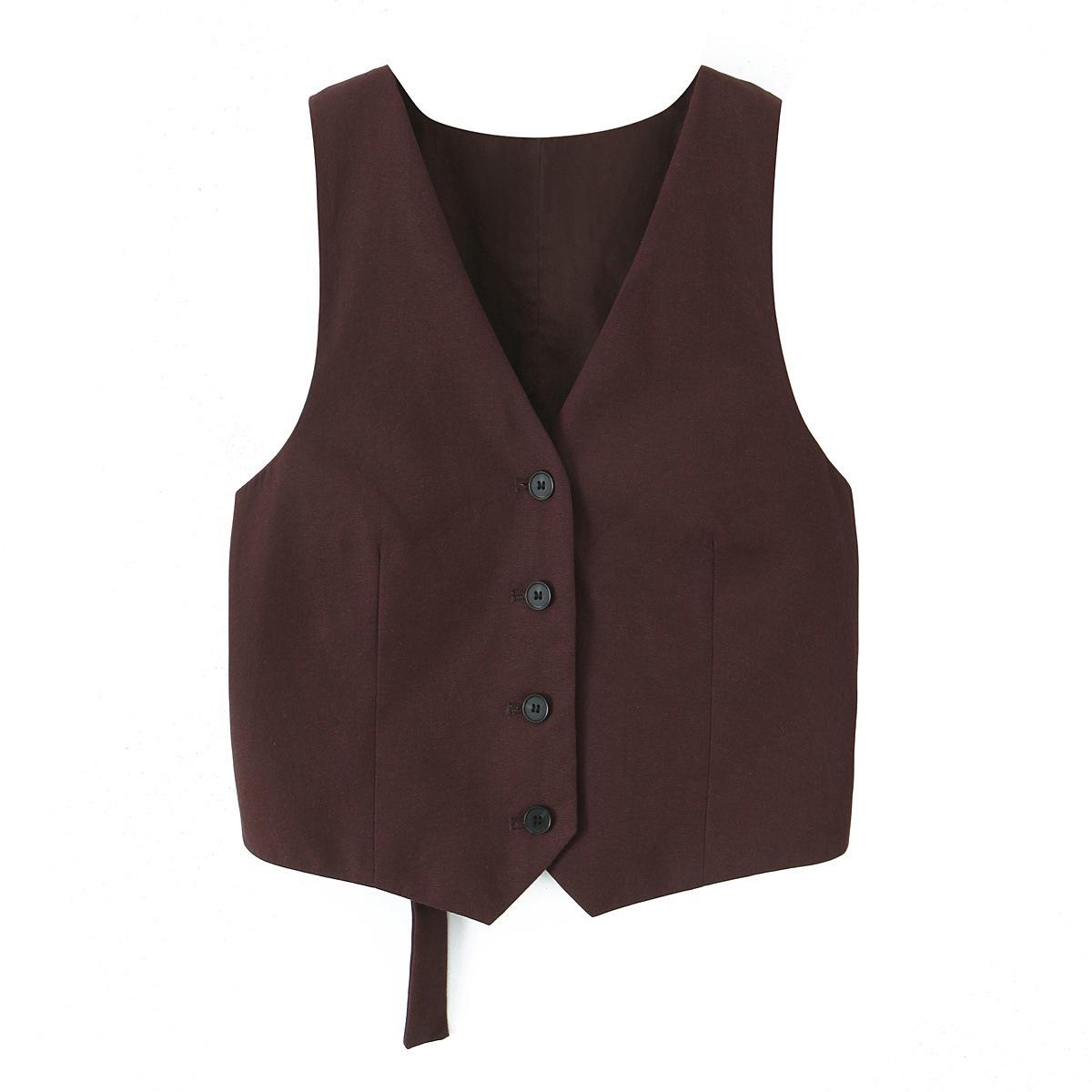 

Женская мода весна 2025: Комплект в европейско-американском стиле: жилет с вырезами и длинные брюки L