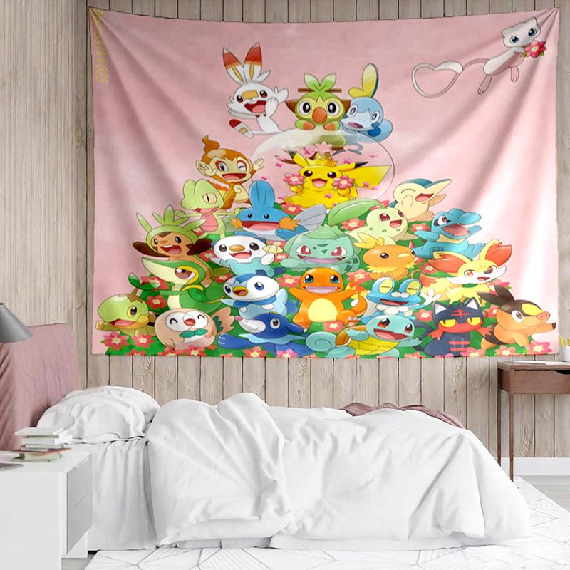 1PC Cute Pika Adventure K-pop music group Tapestry Accessories for Bedroom,Livingroom, dormitory Room Wall Decor Fan Birthday Gifts