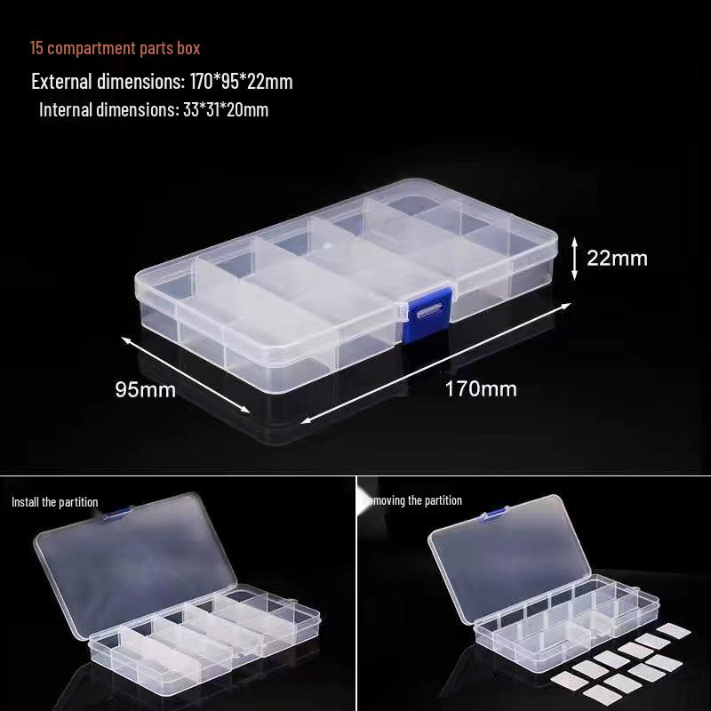 Multi-Grid Plastic Jewelry Box with Compartments for Earrings, Beading, and Small Parts