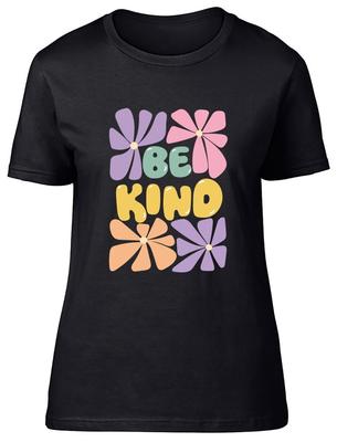 Sei freundlich 70er Retro Blumen Floral Freundlichkeitstag Damen T-Shirt Damen Geschenk T-Shirt