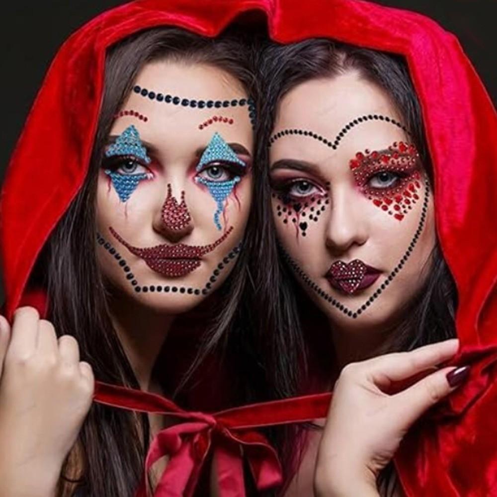 3D Resin Face Rhinestone Sticker Shiny Jewelry Face Sticker Halloween Fake Tattoo  Body Art