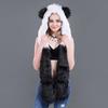 Plush Animal Ear Hat for Adult Unisex Earflap Gloves Scarf All In One Warm Trapper Hat Outdoor Activity Cold Weather Hat
