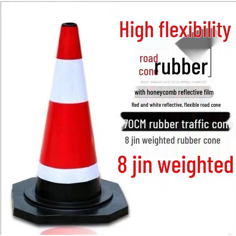HANDUNYOU Heavy-Duty 70CM Reflective Rubber Traffic Cone