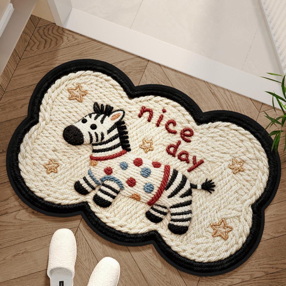 Durable 40*60cm Bath Mat Dirt-scraping Surface Water Absorption Pony Door Mat Non-slip Backing Household Carpets Home Decoration
