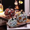 Hall Cabinet Skull Pumpkin Figure with Paint Pattern for Holiday Indoor Shelf Table Room for Mantels Entryway and Home