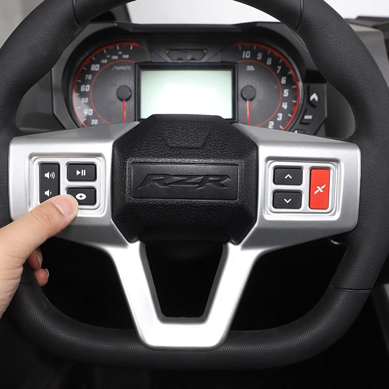 Für Polaris RZR PRO XP UTV Auto Styling ABS Silber/Rot Auto Lenkrad Panel Abdeckung Trim Aufkleber Auto