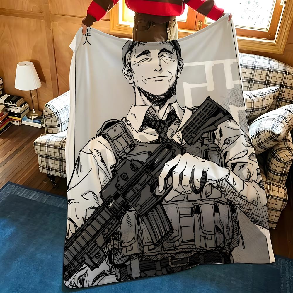 Anime A-Ajin D-Demi H-Human Throw Flannel Cozy Print Blanket, Portable, Durable Machine Washable Cute Cool