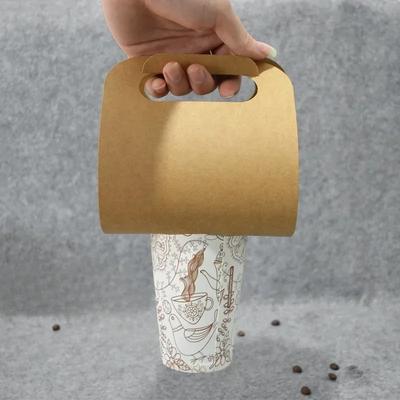Originality Griffbecherhalter aus dickem Kraftpapier, Einweg, für Einzel- und Doppelbecher, Kaffeegetränke zum Mitnehmen, tragbares Verpackungspapiertablett