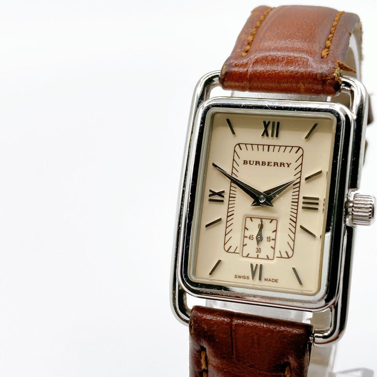 Used 390 BURBERRY Ladies Watch Battery Replaced Sumoseco Square Rectan