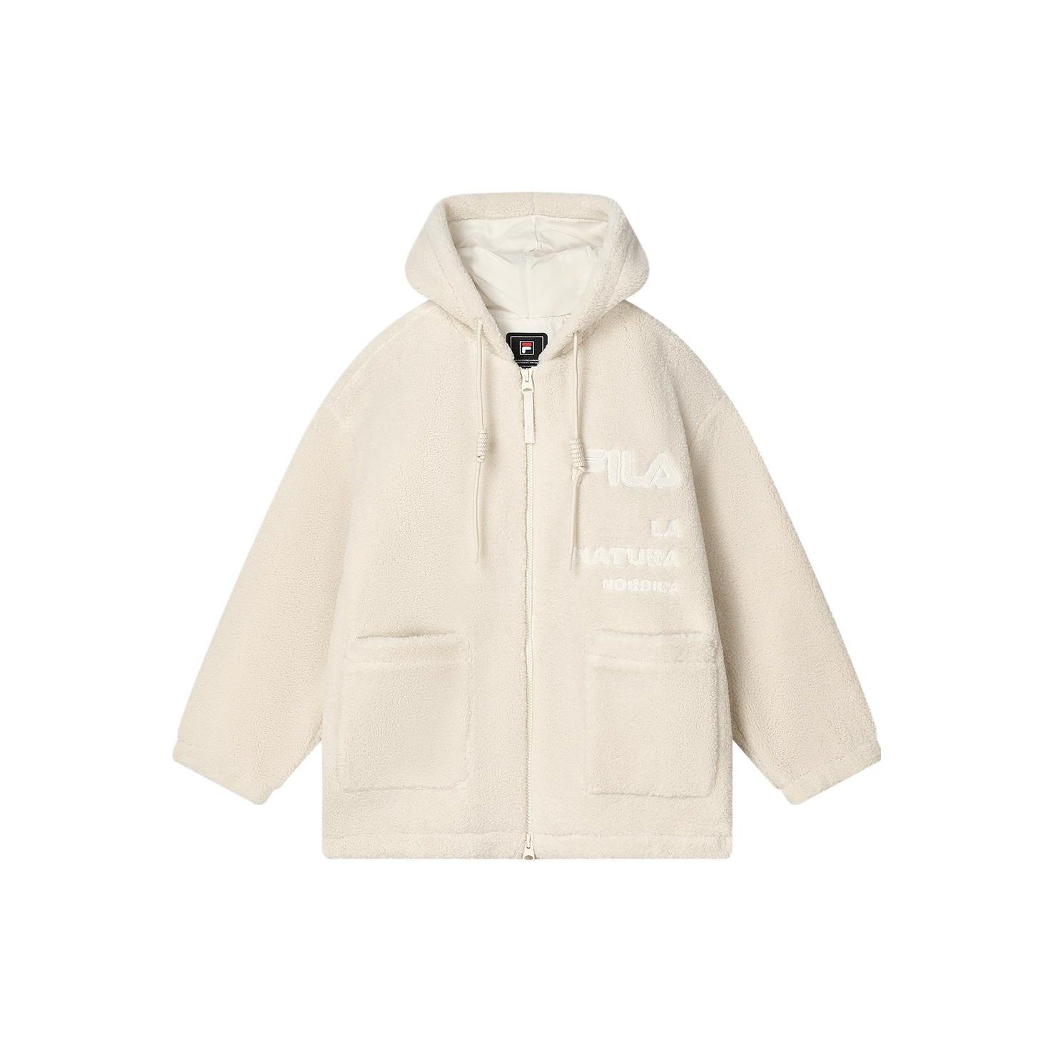 

FILA Solid Color Hooded Casual Lamb Fleece Jacket Women outerwear Light-Green F11W349501FIV XL