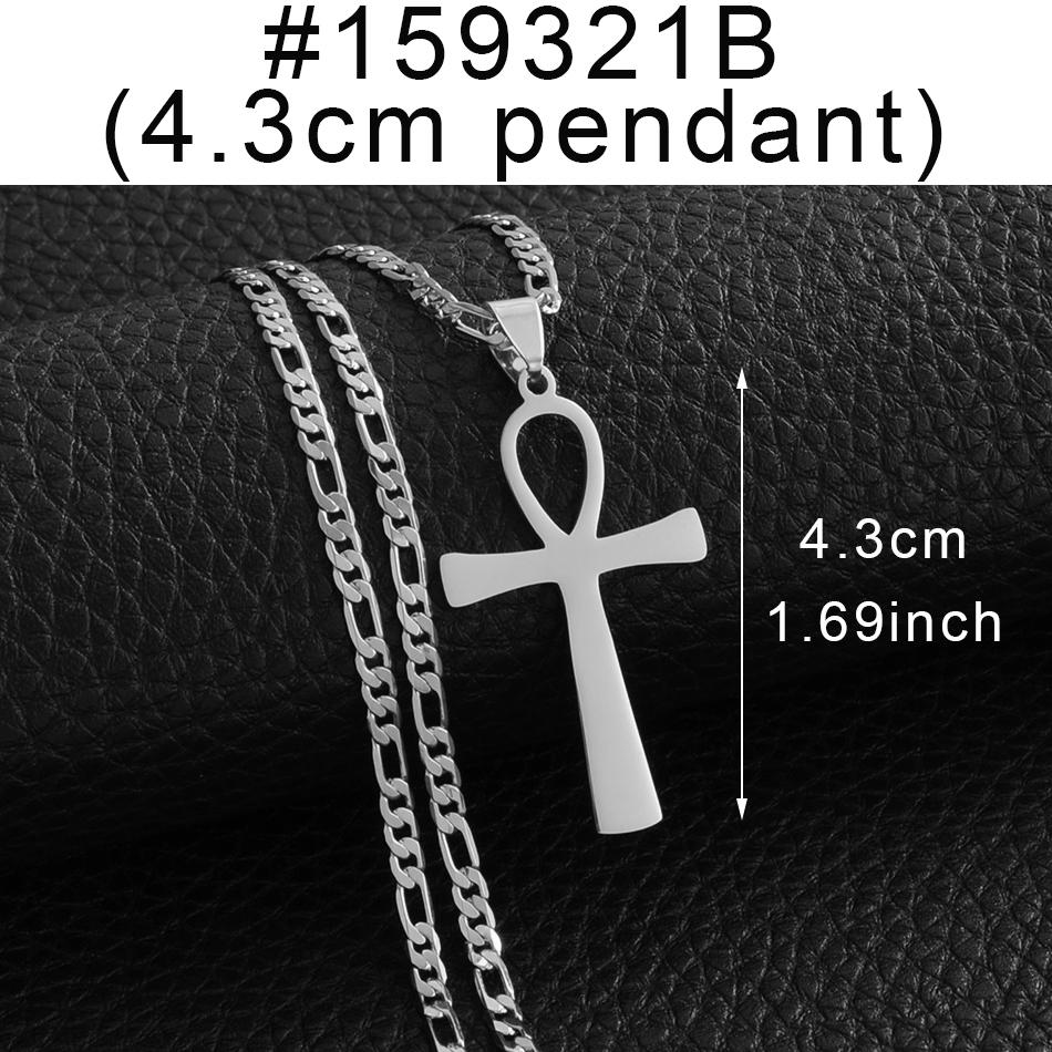 Anniyo 4.3CM Egyptian Cross Pendant Ankh Necklace Woman Men Gold /Silver Color African Charms Jewelry Egypt Nile Key #159321