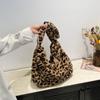 Trendy Large Capacity Plush Crossbody Bag For Women With Elegant Leopard Pattern