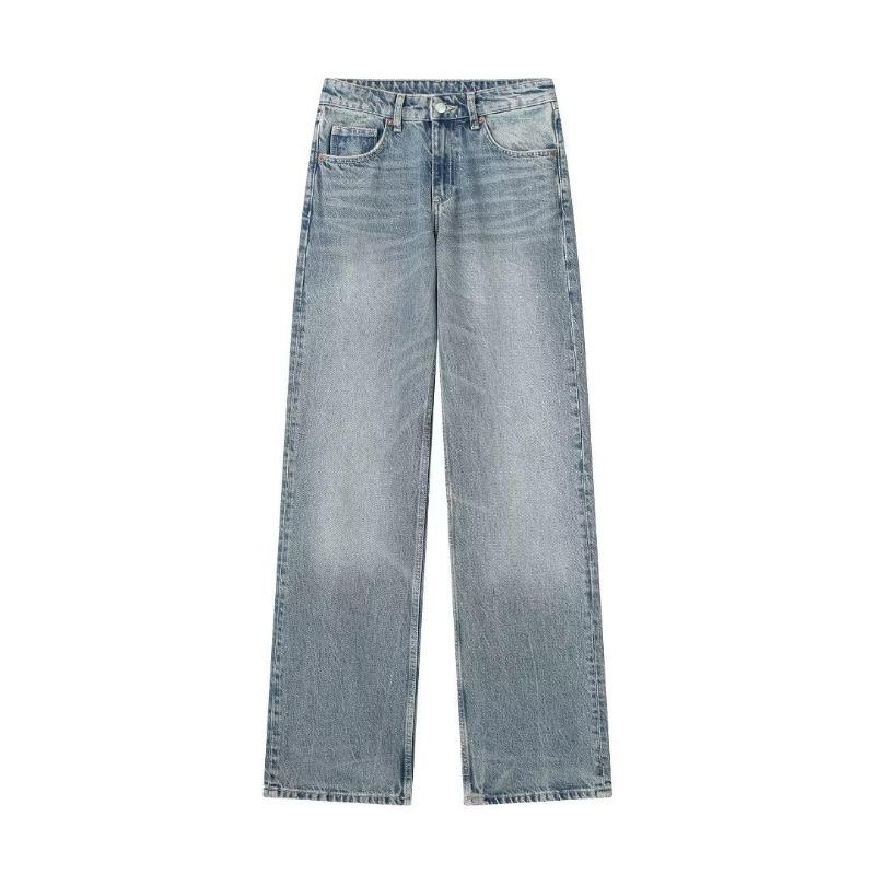 Vintage Streetwear Jeans Women Korea Fashion Holes Decorated Denim Pants Patchwork High Waist Casual Trousers Y2K Lady Clothing
