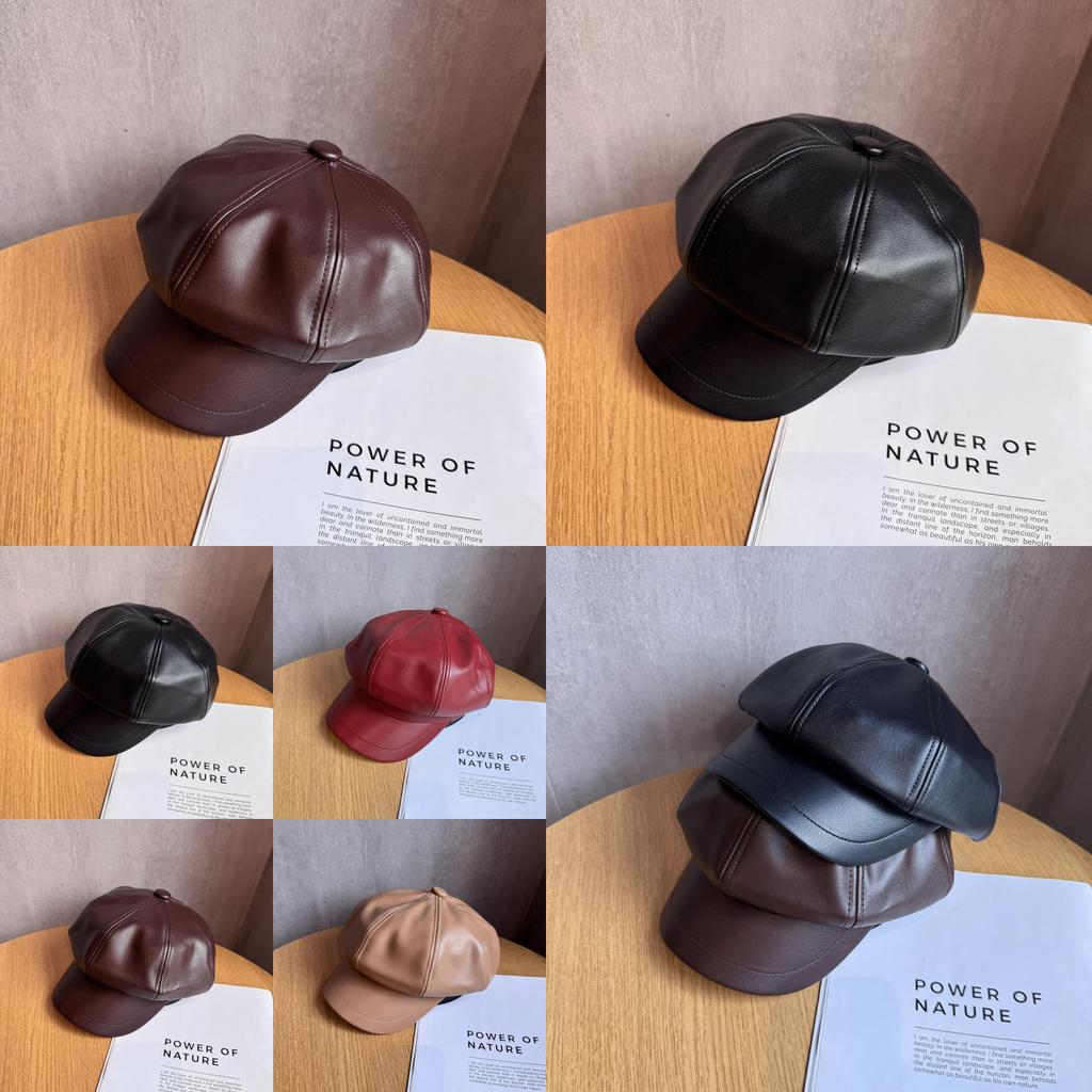 Vintage Pu Material Womens Octagonal Cap With Sunblock And Casual Chic Design