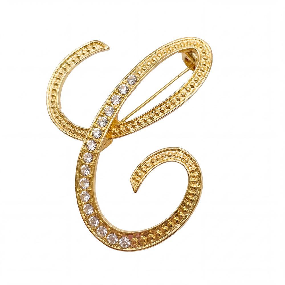 Trendy 26-Letter Rhinestone Brooch Pin - Fashion Accessory for Clothing & Bags