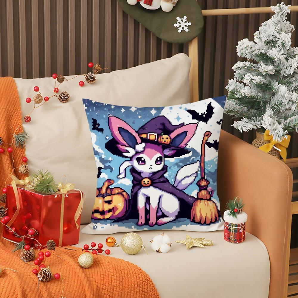 Halloween Cartoon Cute Purple Cat Pillow Case Printing Pillowcase Living Room Sofa Cushion Cover Bedroom Room Decor