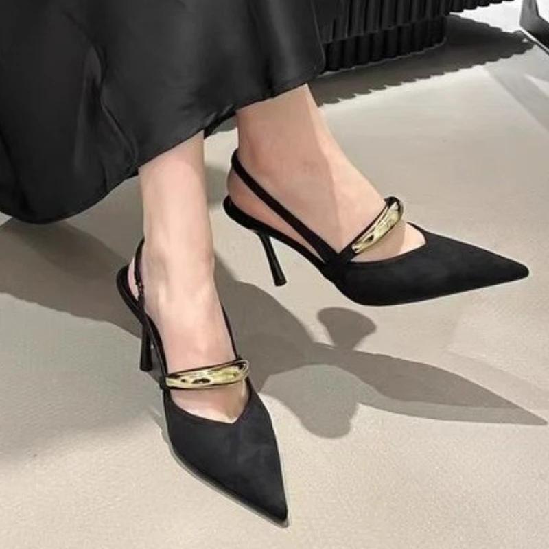 Fashion Elegant Women High Heels Sandals Designer Pointed Toe Heeled Shoes New 2025 Summer Sexy Pumps Fashion Slingback Chaussure Femme