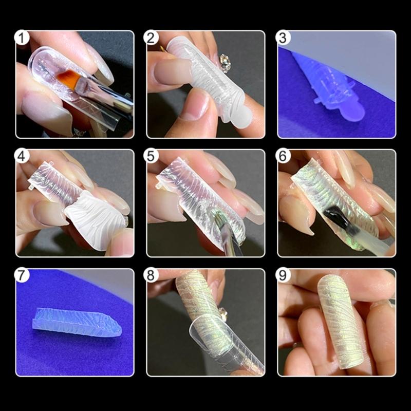 60Pcs 3D Silicone Double Nail Forms Mould Sticker Set for Nail Extension Quick Building Double Nail Forms Mould