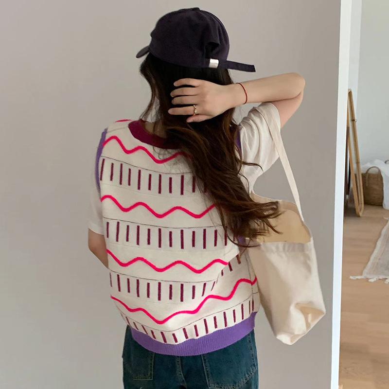 Colorful Striped Sweater Vest O Neck Sleeveless Sweaters Autumn Winter Warm Knitted Vest Women Casual Fashion