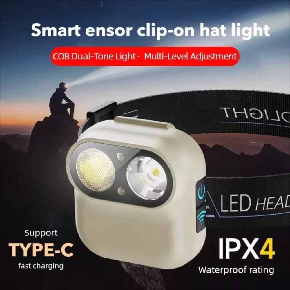 Induction Rechargeable Headlamp Six-speed Dimming LED Head Torch Smart Sensor Headlamp  Camping