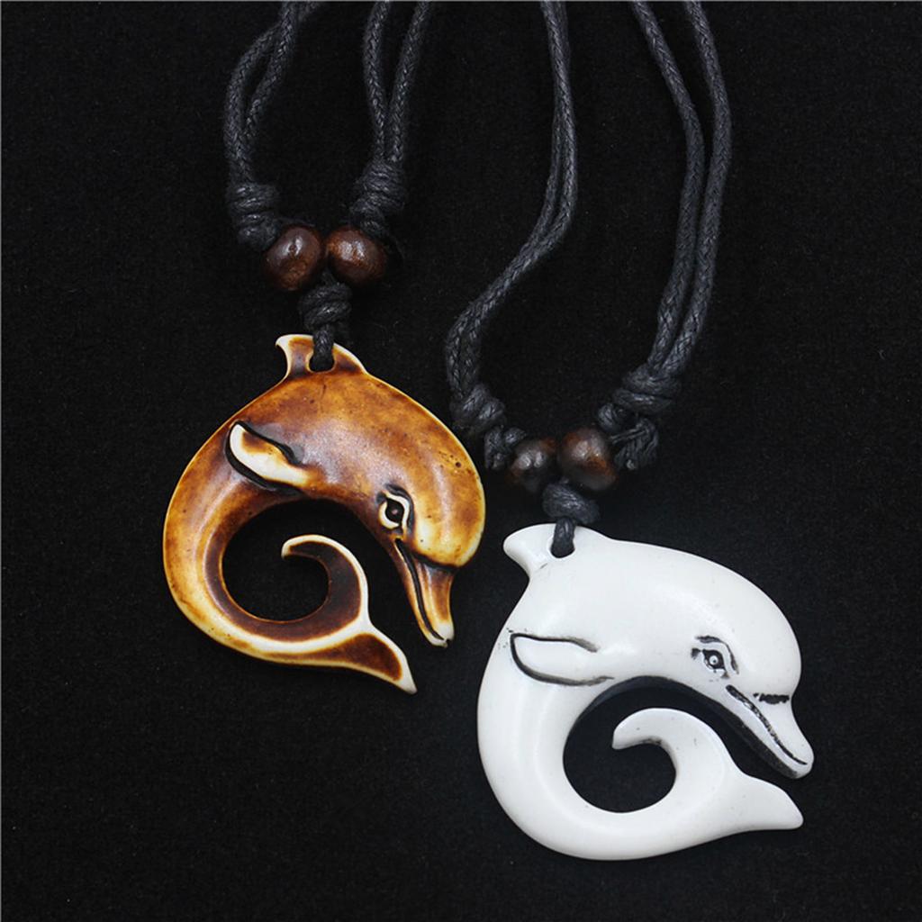 Resin Dolphin Charm Necklace Adjustable Length Neckchain Handmade Clavicle Chain Jewelry for Casual or Formal Wear