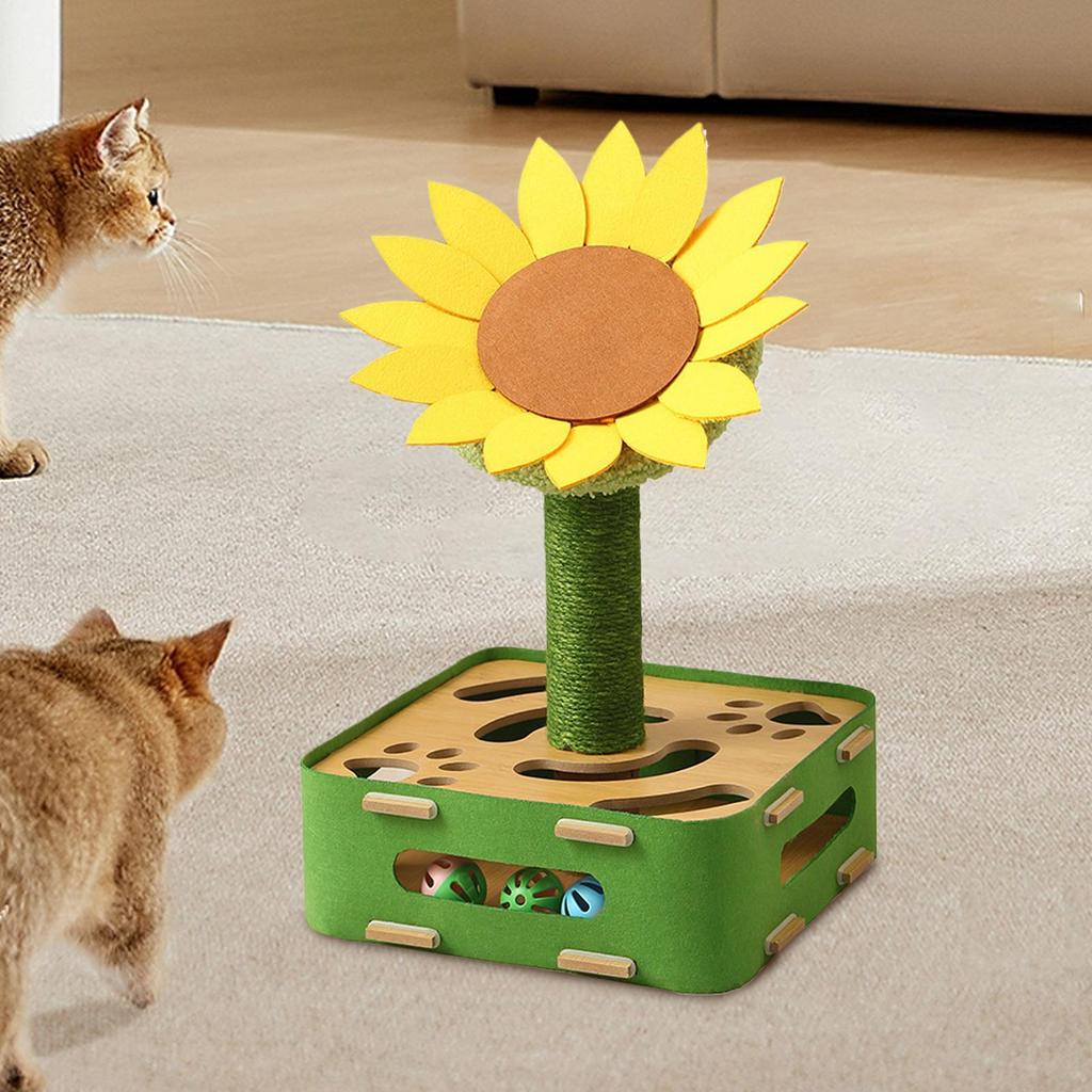 Cat Puzzle Toy Sunflower Design Puzzle Cat Enrichment Toys Game Enrichment Scratcher For Training Mental Exercise Indoor Play