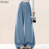 Womens Casual Lace Splice Solid Color Loose Long Pants